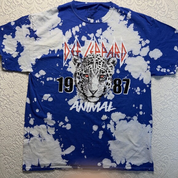 Def Leppard Other - Def Leppard Shirt Mens XL Blue Tie Dye Animal 1987 Graphic Band Tee Music